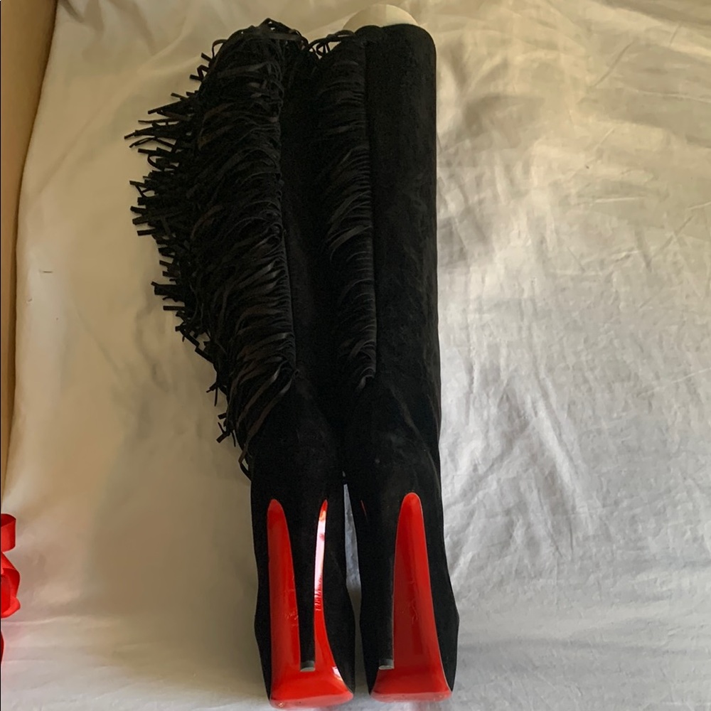 Christian Louboutin Black Fringe Boots - Picture 6 of 16